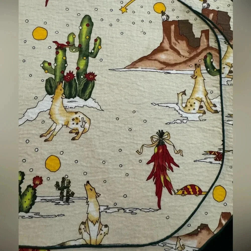 VTG Southwestern Christmas Coyote Placemats Set of 3 Native American Cactus 90s - Picture 3 of 15
